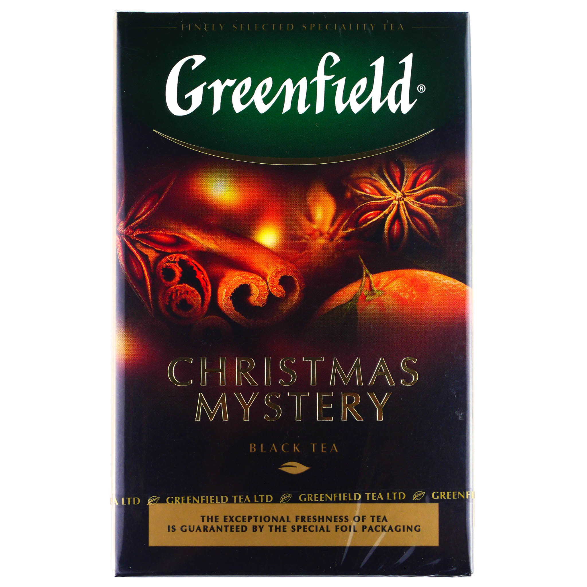 Greenfield чай. Чай Greenfield Christmas Mystery. Чай Гринфилд черный Кристмас Мистери 100г. Чай 